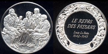 Le Repas Des Paysans Louis Le Nain 1642-1645 Silver Round