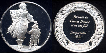 Portrait De Claude Deruet Et De Son Fils Jacques Callot 1632 Silver Round