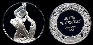 Milo of Crotona by P. Puget Silver Art Round