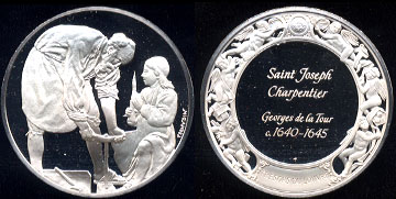 Saint Joseph Charpentier Georges Da La Tour a1640-1645 Silver Round