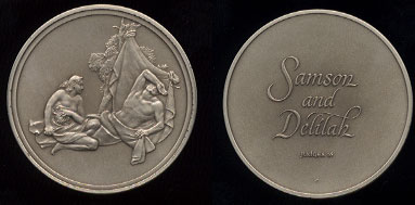 Samson and Delilah Sterling Silver 55.2 Grams Medal 