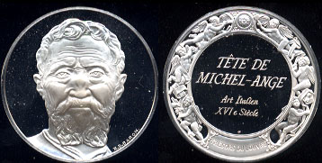 Tete De Michel-Ange Art Italien XVIe Siecle Silver Round
