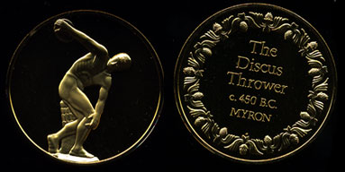 The Discus Thrower 24K Gold-Plated Sterling Silver Art Round 