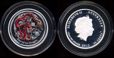 Series II Year of the Dragon Colored 2012 1/2 Ounce Silver Round