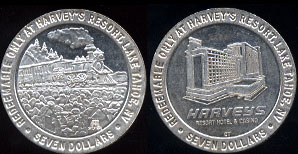 Lake Tahoe, Nevada Harvery's Resort Hotel & Casino Redeemable Only At Harvey's Resort Seven Dollars Silver Casino Medal