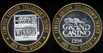 Grand Casino 1994 Limited Edition Collector's Series 777 Winner Casino Silver Strike