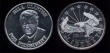 Bill Clinton For President Silver Round