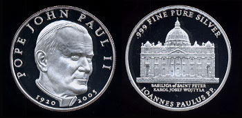 Pope John Paul II 1920 - 2005 Silver Round