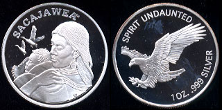 Sacagawea Spirit Undaunted 1 oz .999 Silver Round In Wood Case