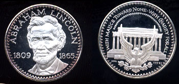 Abraham Lincoln  26.8 Grams Silver Round