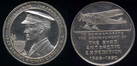 Rear Admiral Richard E. Byrd First to Fly Over The South Pole 1928-1930 10.3 Grams of White Metal
      <P><CENTER><B>$20.00</B></CENTER></P>

      <P><CENTER></FORM>
<FORM TARGET=