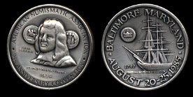 1985 American Numismatic Assn. Baltimore, Maryland Silver Art Medal