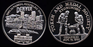 1996 Token & Medal Society TAMS Denver 36th annual Assemblage Silver Art Medal