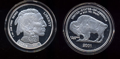 Buffalo/Indian Head Design Proof One Ounce Round