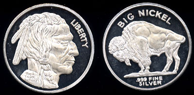 Proof Buffalo Nickel 2 Ounce Silver Round