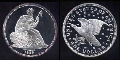 1836 Seated Liberty Dollar Design C.Gobrecht.F. Silver Round