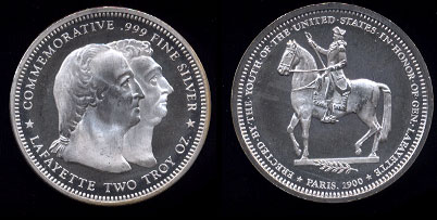 Lafayette Dollar Commemorative 2 Ounce Silver Round