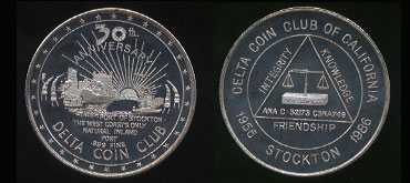 Delta Coin Club of California 30th Anniversary 1956 - 1986 "Integrity, Knowledge, Friendship" Silver Round