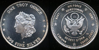 Morgan Dollar/Desert Storm 1991 Commemorative One Ounce Round