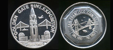 San Francisco Coin Club Golden Gate International Exposition 1939 - 1989 Silver Round
