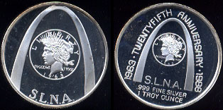 S.L.N.A. 1963 - Twentyfifth Anniversary - 1988 Silver Round