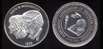 Numismatic Association of Southern California Youth in Numismatics - 1988 Silver Round