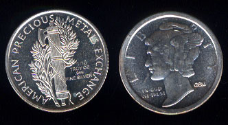 Golden State Mint Mercury Dime Design 1/10 th Oz. .999 Fine Silver
