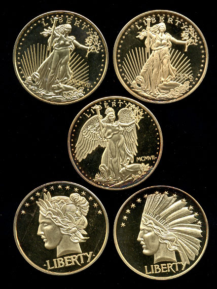 Augustus St. Gaudens 5-Coin Patterns Set