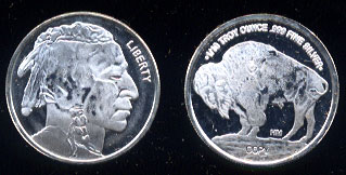 Highland mint Buffalo Nickel Design (V1) 1/10 th Oz.999 Fine Silver