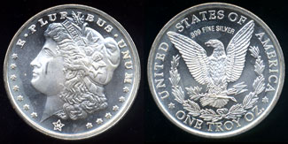 Morgan Dollar Design Copy Commemorative 1 Oz .999 Fine Silver
