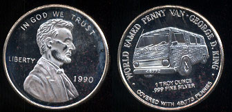 George G. King"s Penny Van (1990) Silver round