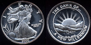 Walking Liberty Design The Dawn of.... ....A New Millennium Silver Round