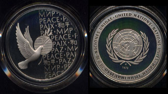 United Nations 1973 Peace Medal 1 Oz Sterling Silver Proof Round