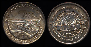 1975 In Commemoration of the Trans-Alaska Pipeline First Bridge Spans the Yukon River Silver Art Round