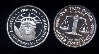 Statue of Liberty Centennial 1886-1986 Silver Art Round