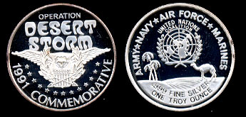 Proof United Nations Coalition 1991 Commemorative Silver Art Round