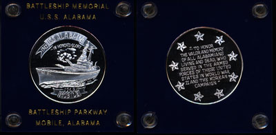 Battleship Memorial U.S.S. Alabama Silver Art Round