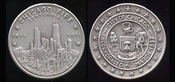 Chicago Fire Centennial 1871 - 1971 Silver Round