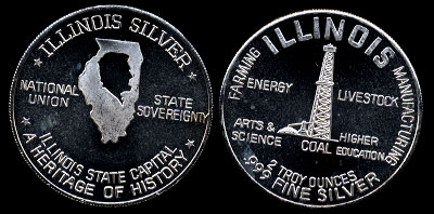 Illinois Energy Farming Manufacturing Illinois State Capital Two troy Ounces Silver Art Round