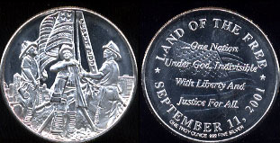 Land of The Free September 11, 2001 Silver Round