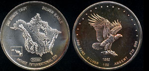 Monex International LTD One Troy ounce of .999 Fine Silver 1982 Silver Eagle Silver Round