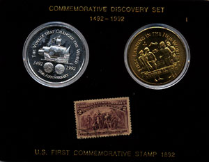 Commemorative Set 500th Anniversary of the Discovery of the New World Coin Stamp Set w/ Box