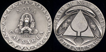 State of New Jersey 1964 Tercentary Nova Caesarea 1664 .999 Fine Silver Medallic Art Co N.Y.  59 Grams # 398 Silver Round