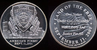 Police Department -- City of New York America's Finest -- Sept. 11, 2001 Silver Round