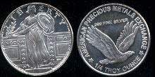 American Precious Metals Exchange 1/4th of a troy ounce Liberty SIlver Round