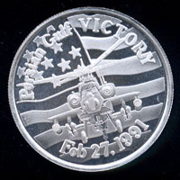 1991 Aggression Defeated Helicopter 1oz Silver Round
