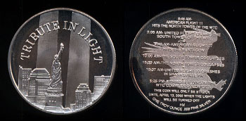 Twin Towers "Tribute In Light" Silver Round