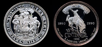 1988 Wyoming state seal commemorative w/ box Art Round