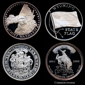 Wyoming Centennial Commemorative 3 Coin Proof Silver Art Round Set
