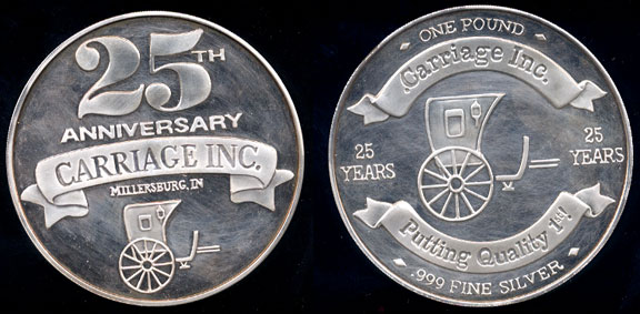 Carriage Inc. 25th Anniversary Commemorative Pure Silver Pound